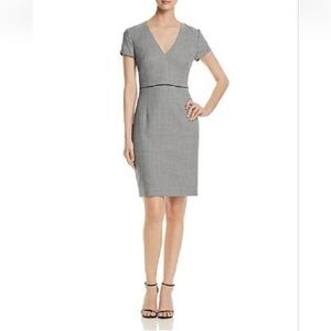 EUC Hugo Boss Doritala Geometric Wool Stretch Woven Tailored Sheath Dress Sz 14